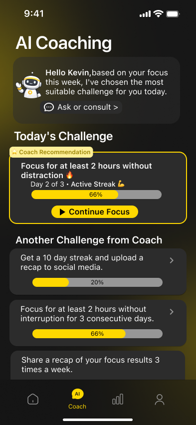 Focuzen daily challenges screen